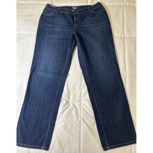 J. Jill Denim Womens Jeans Size 12 High Rise Straight Leg Blue Dark Wash - Picture 2 of 12